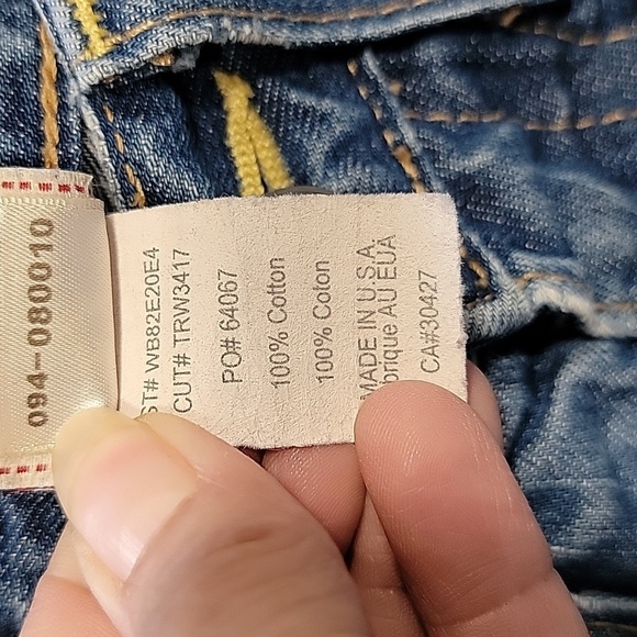 True Religion Size 25 Blue Jordan Y2K Flap Pocket Distressed/Destroyed Jeans - Picture 12 of 15